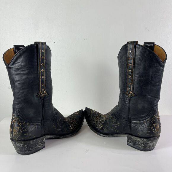 Old Gringo Black Heeled Boots with Gold Embroidery - Picture 7 of 11